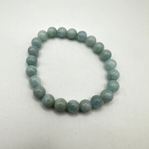 Stunning 8mm genuine‎ Aquamarine beaded stretchy bracelet!